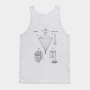 Parachute Patent - Sky Diving Art - Black And White Tank Top